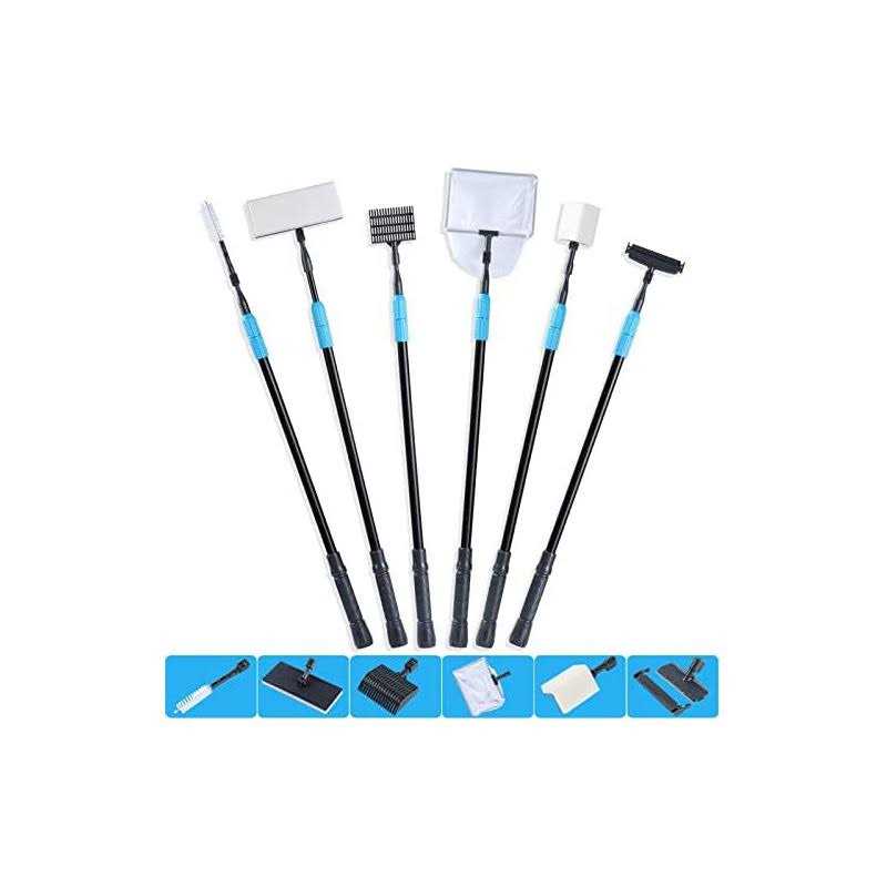 AquaMiracle 6 in 1 Aquarium Cleaning Tool Kit Fish Tank Cleaning Kit for 20-160 Gallon Tank with Telescopic Long Handle - Image 5
