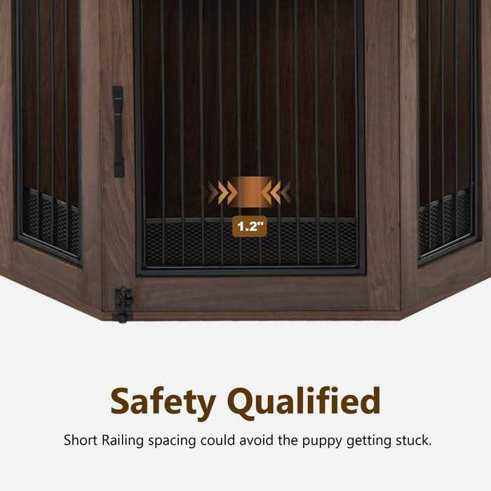MCombo Corner Dog Crate Furniture with Glass Shelves Wooden Dog Kennel Furniture with Door - Image 4