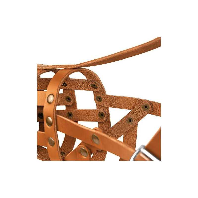 MUROM Leather Dog Muzzle German Shepherd Adjustable Breathable Doberman Dalmatian Setter Basket Medium Large Breeds Black Brown Red Gr - Image 3