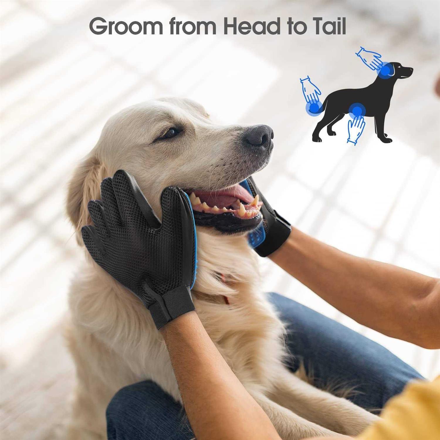 delomo Pet Hair Remover Glove Gentle Pet Grooming Glove Brush Deshedding Glove - Image 4