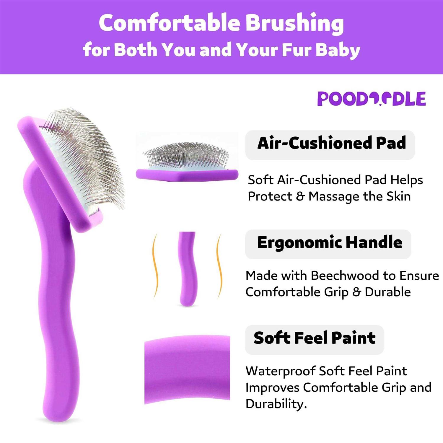 poodoodle poodle & doodle brush long pin wood Dog brush for long haired dogs - Image 4