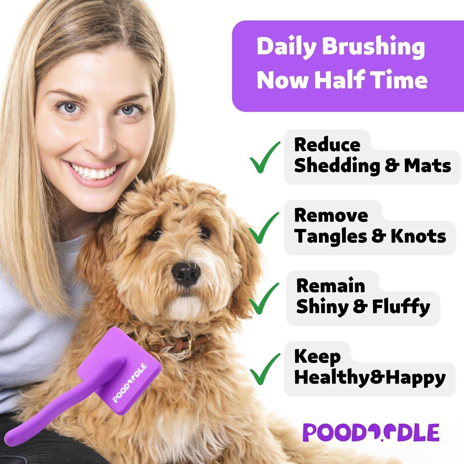 poodoodle poodle & doodle brush long pin wood Dog brush for long haired dogs - Image 5