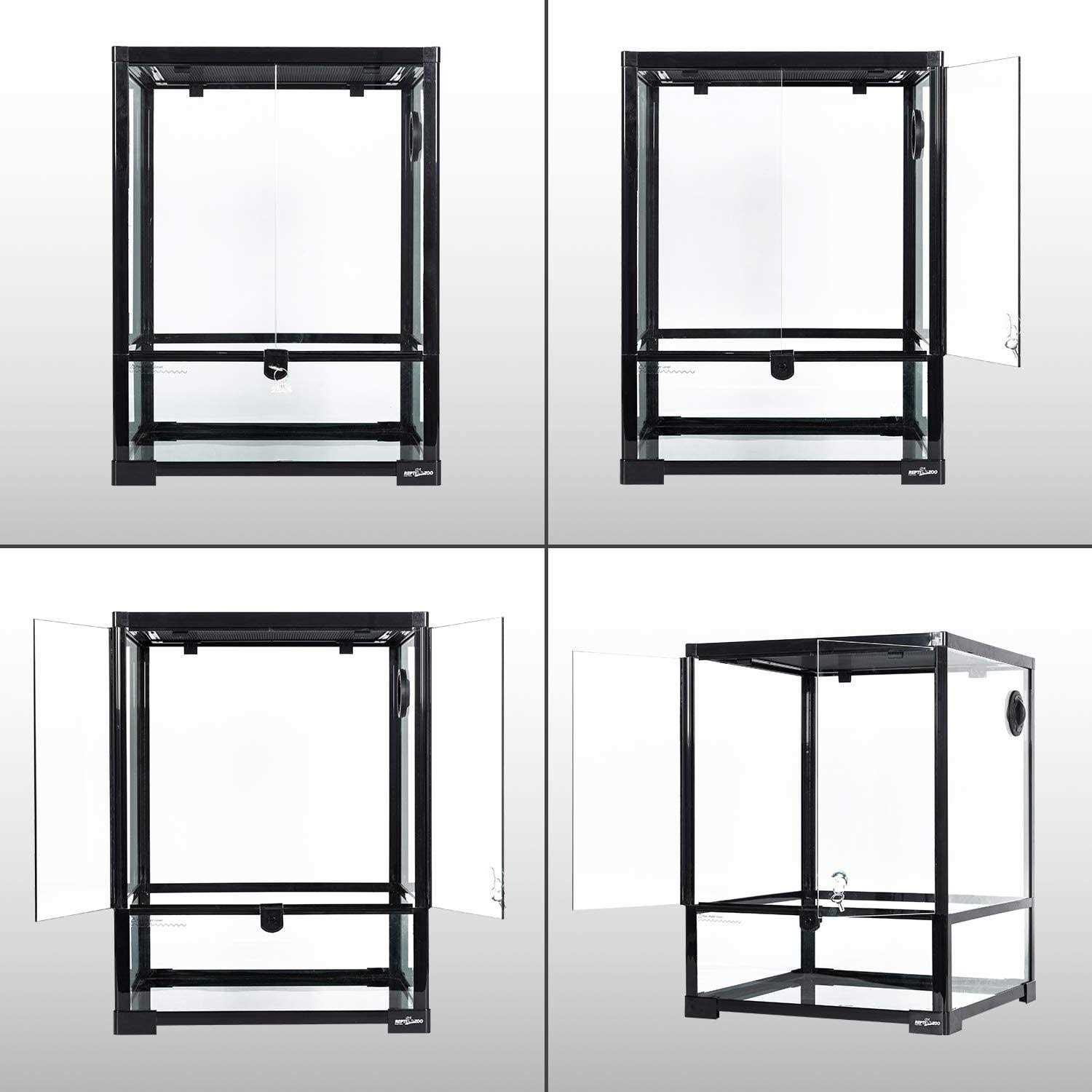 REPTI ZOO Reptile Glass Terrarium 18 x 18 x 24 Front Opening Terrarium with Double Hinge Door & Top Screen Ventilation - Image 4