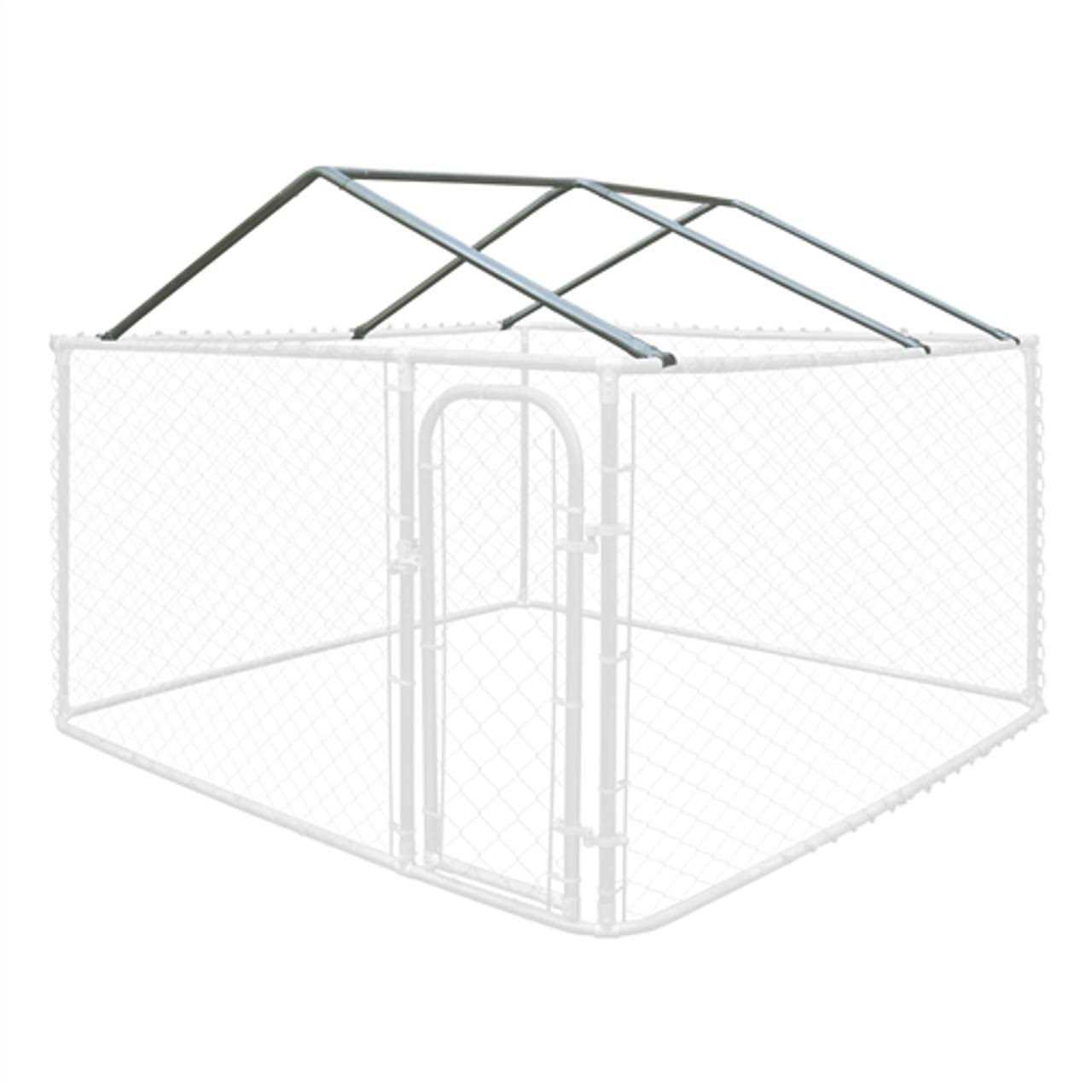 Aleko 7.5 x 7.5 ft. Full Steel Chain Link Dividable Dog Kennel Roof Frame Galvanized Finish - Image 3