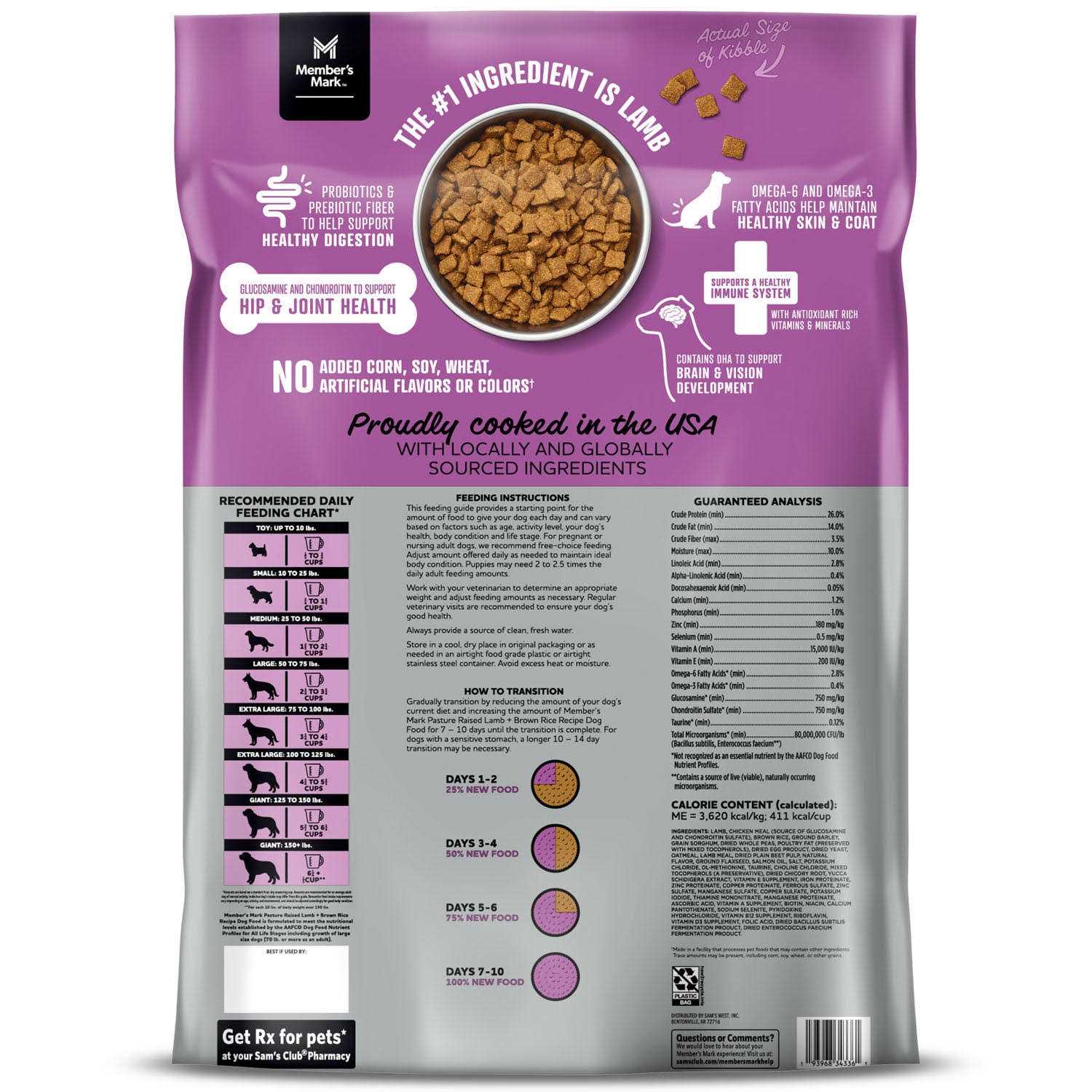 Member's Mark Pasture Raised Lamb + Brown Rice Recipe Dry Dog Food - Image 2