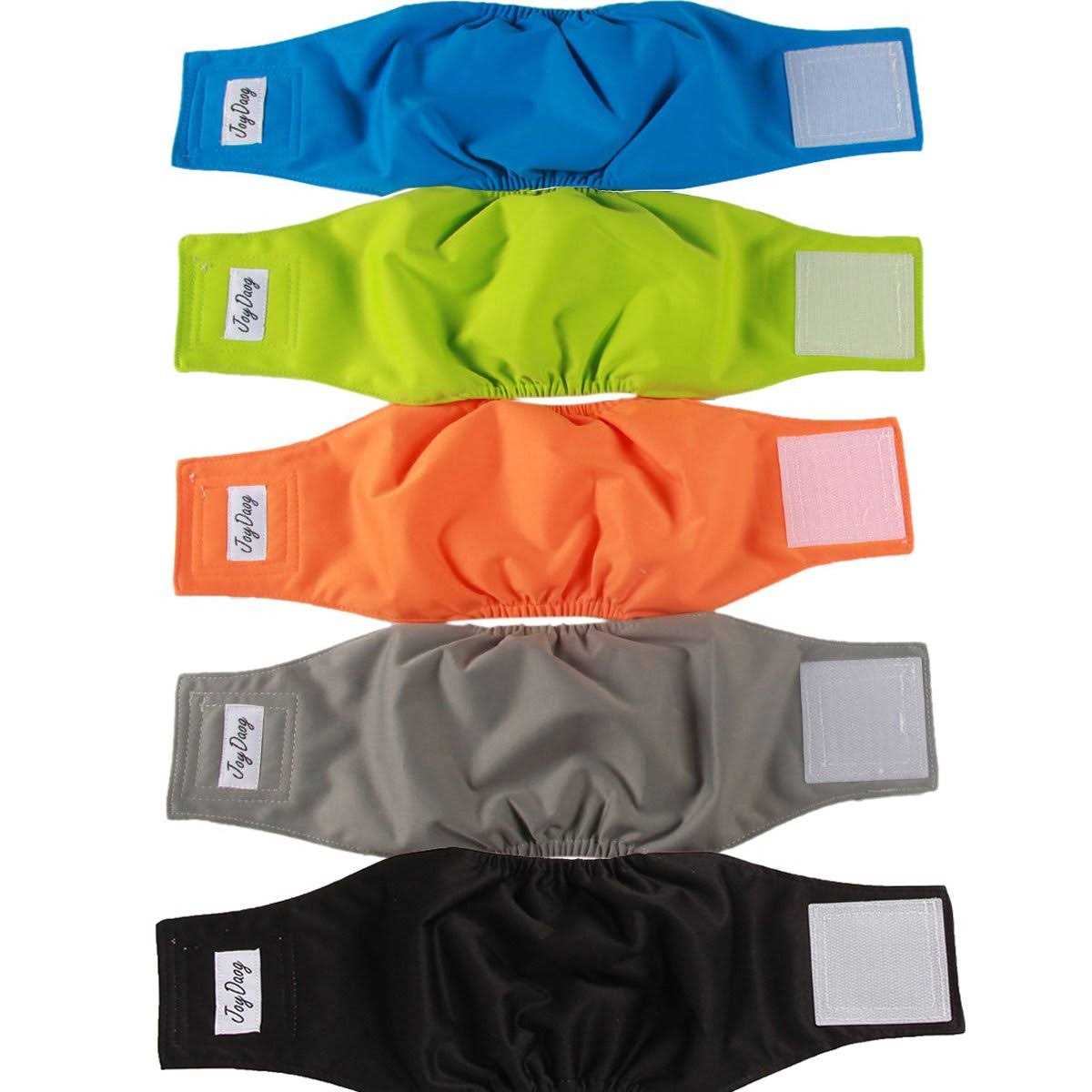 JoyDaog Reusable Belly Bands for Dogs,5 Pack Washable Dog Diapers Male Puppy Nappies Wrap