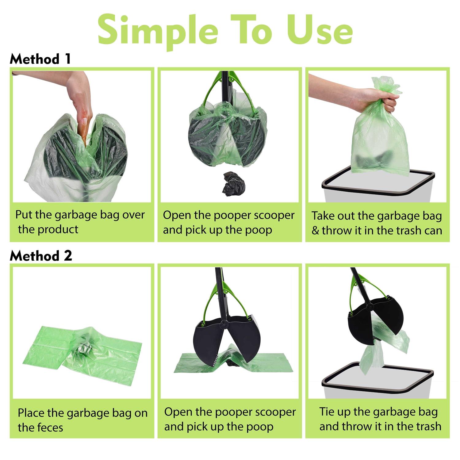 HOMAGICO Pooper Scooper Portable Dog Pooper Scooper with Long Handle Foldable Pooper Scooper for Large Medium Dogs with Bag Attachment - Image 4