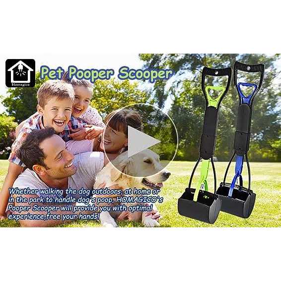HOMAGICO Pooper Scooper Portable Dog Pooper Scooper with Long Handle Foldable Pooper Scooper for Large Medium Dogs with Bag Attachment - Image 5