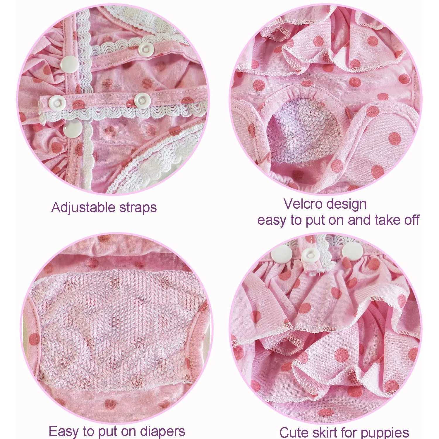 JUOMIIEL 2 Pieces Washable Female Diapers with Suspender Comfort Reusable Doggy Diapers Reusable Puppy Sanitary Panties Dog Underwear - Image 2