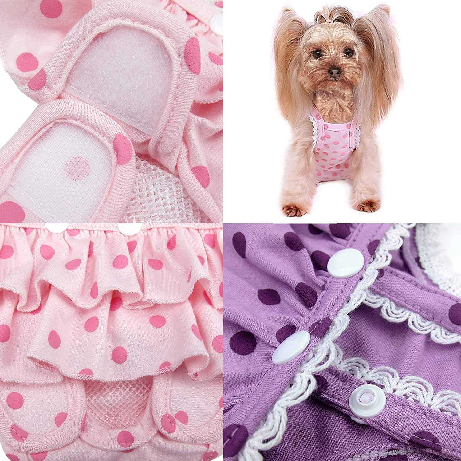 JUOMIIEL 2 Pieces Washable Female Diapers with Suspender Comfort Reusable Doggy Diapers Reusable Puppy Sanitary Panties Dog Underwear - Image 4