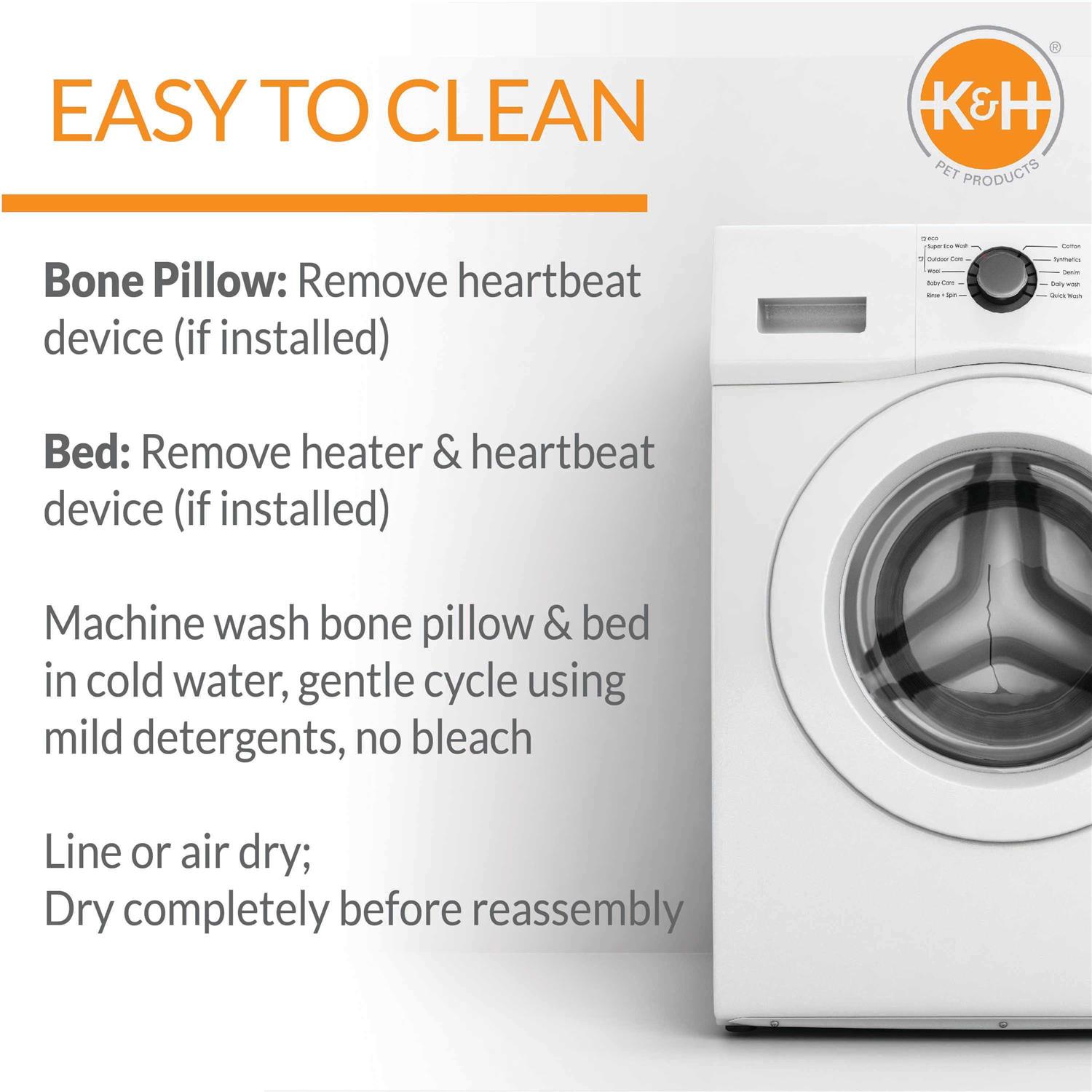 K&H Mother's Heartbeat Heated Puppy Pet Bed with Bone Pillow - Image 3