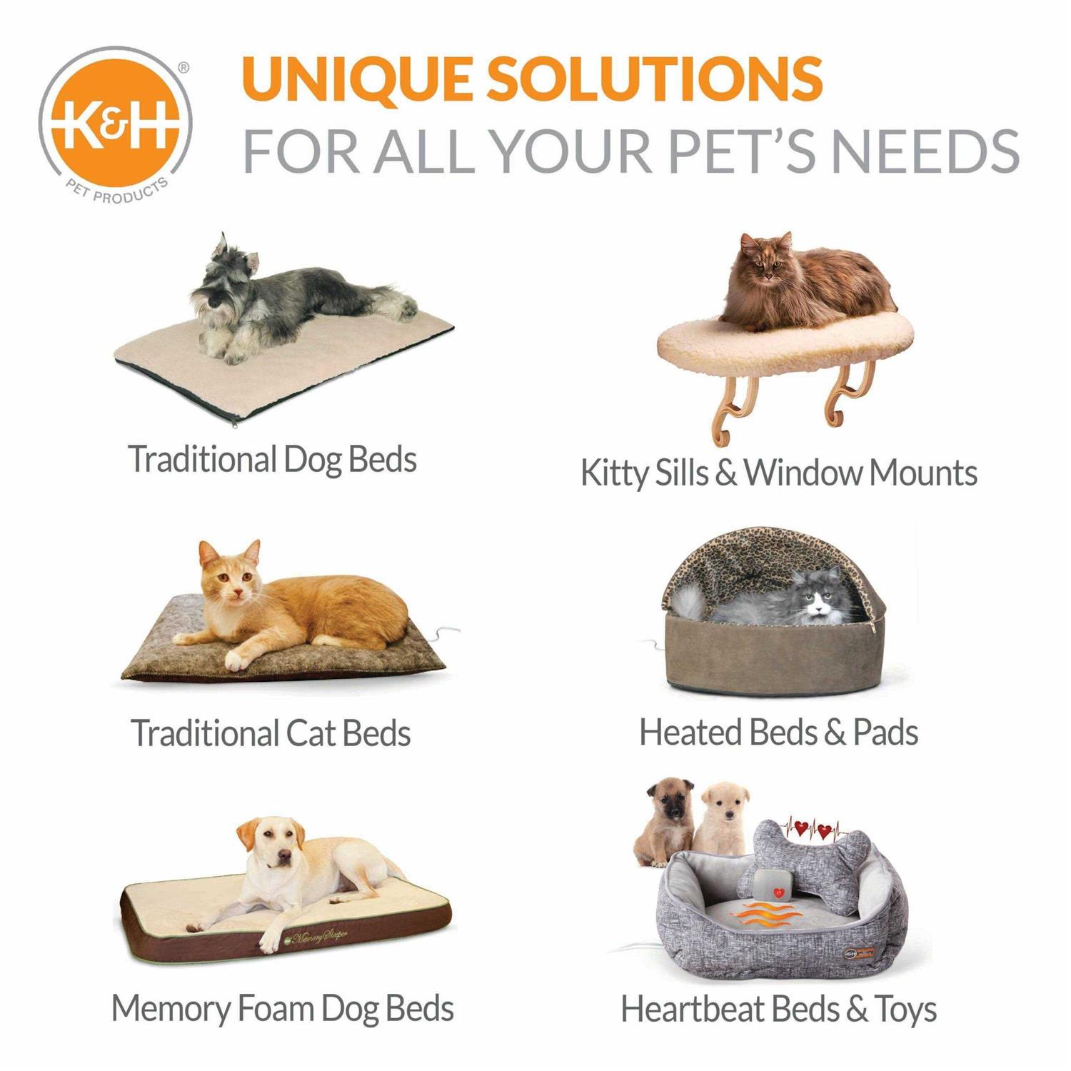 K&H Mother's Heartbeat Heated Puppy Pet Bed with Bone Pillow - Image 4