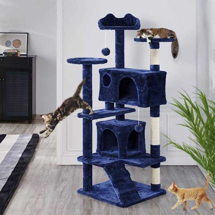 Topeakmart Plush Cat Tree with 2 Condos - Image 3