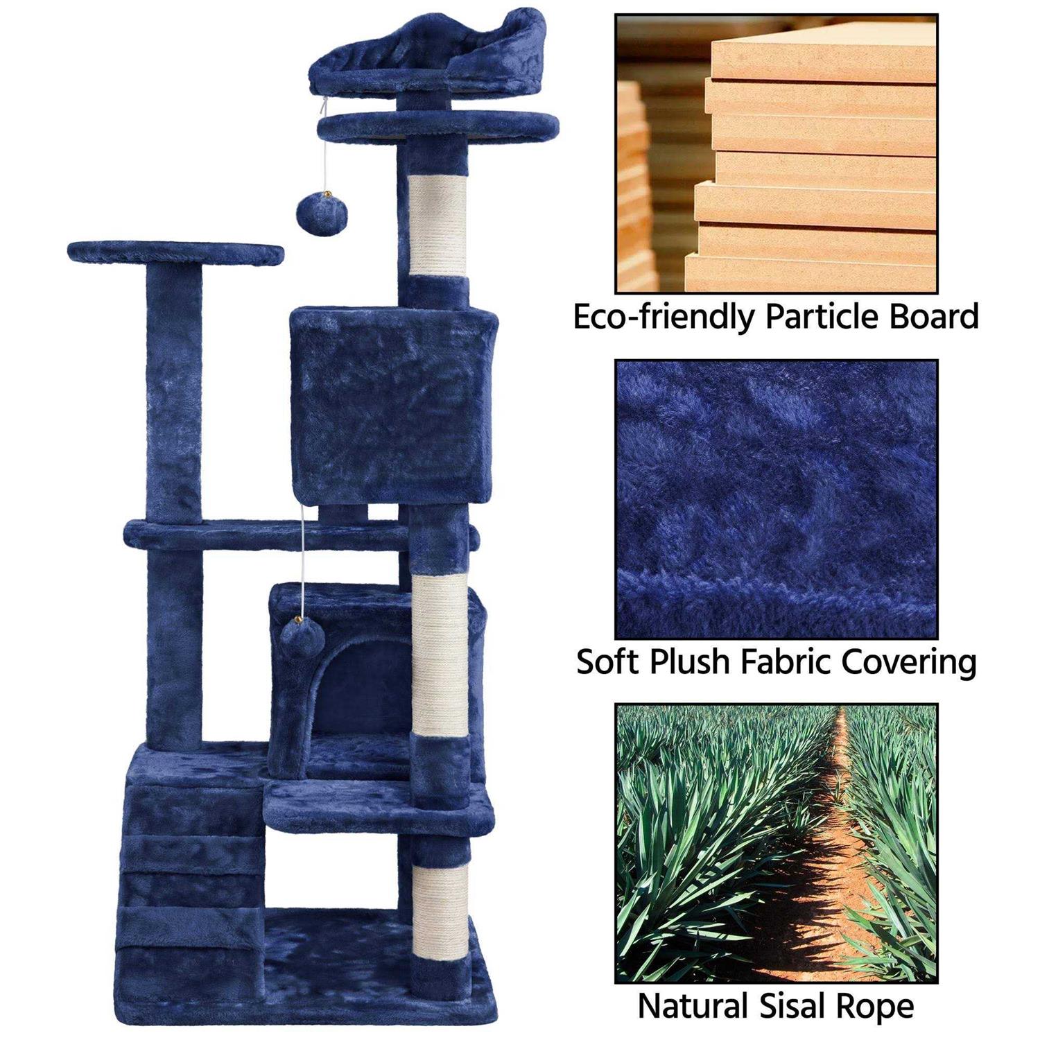 Topeakmart Plush Cat Tree with 2 Condos - Image 5