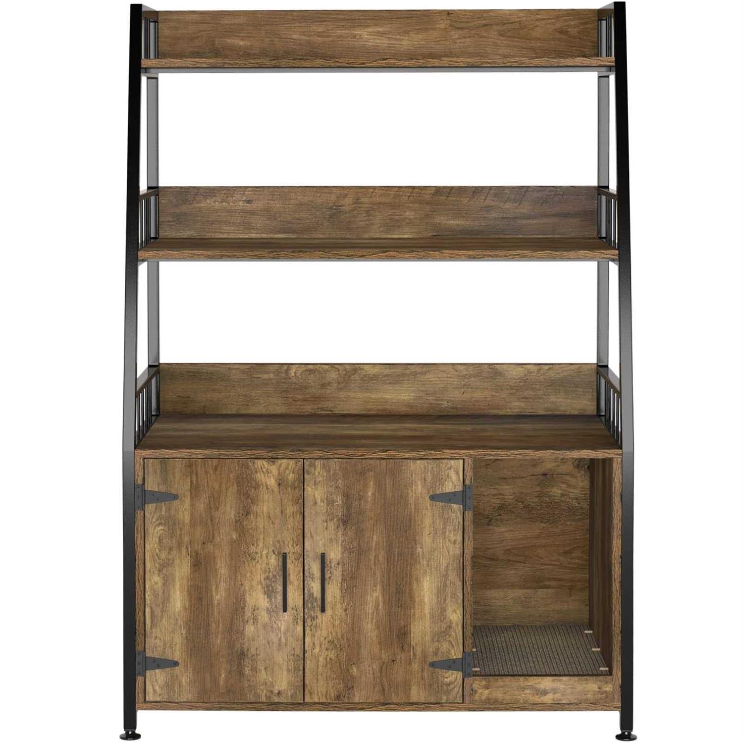 GDLF Large Hidden Cat Litter Box Enclosure Furniture with Shelf Wood Sturdy Cat Washroom Storage with Scratch - Image 3