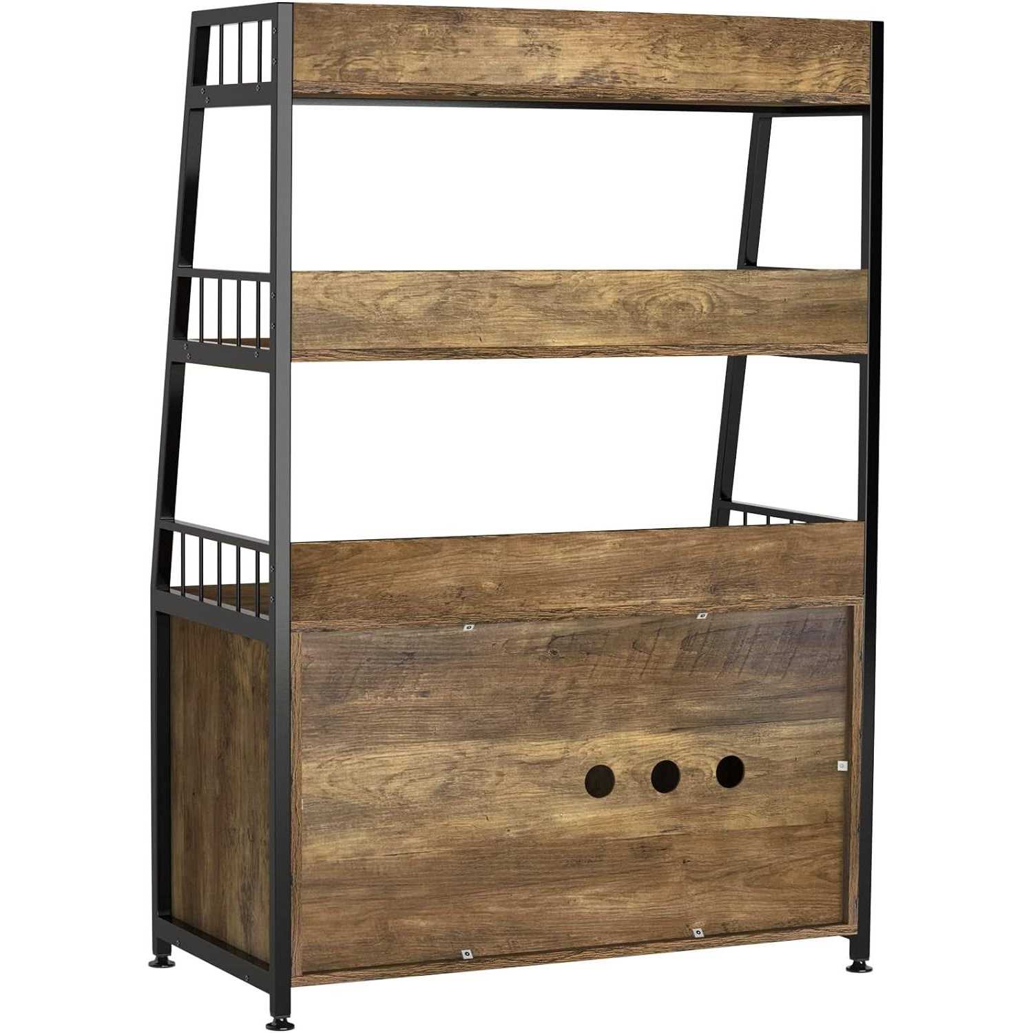 GDLF Large Hidden Cat Litter Box Enclosure Furniture with Shelf Wood Sturdy Cat Washroom Storage with Scratch - Image 4