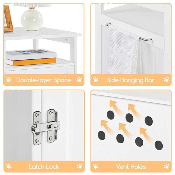 Topeakmart White Wooden Cat Litter Box with Open Shelf - Image 4