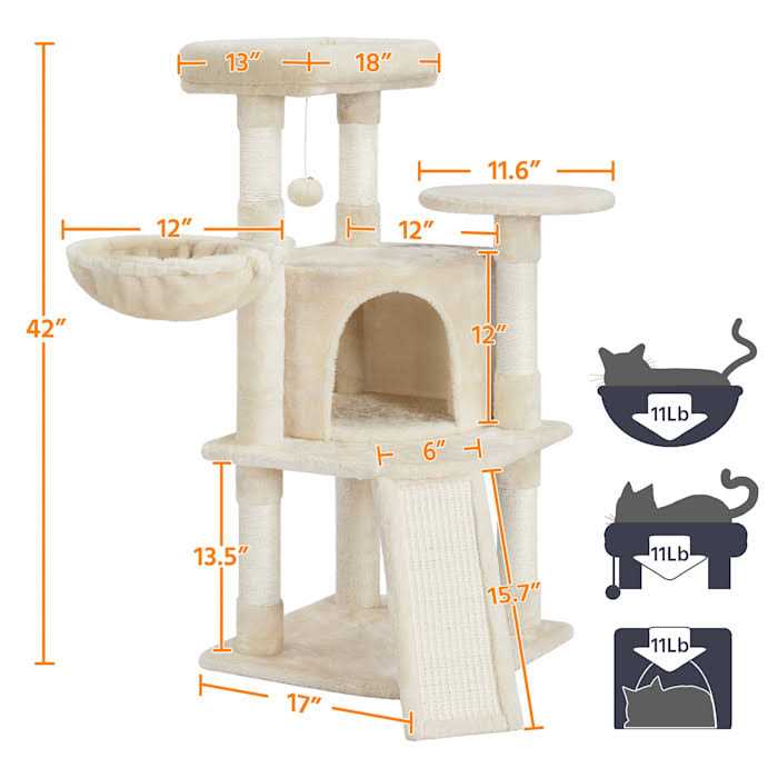 Topeakmart Medium Plush Cat Tree Condo with Basket - Image 5